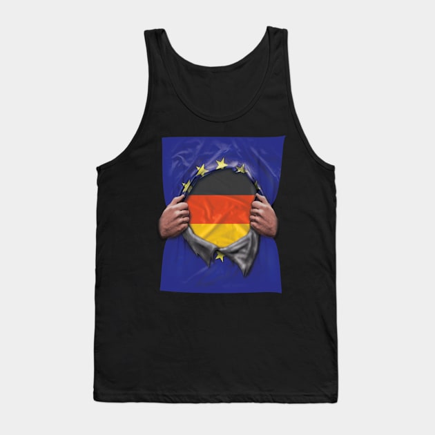 Germany Flag European Union Flag Ripped Open - Gift for German From Germany Tank Top by Country Flags